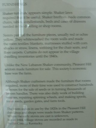 photo of sign on Shaker furniture