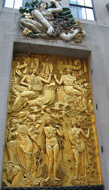 Art on building in Rockefeller Center